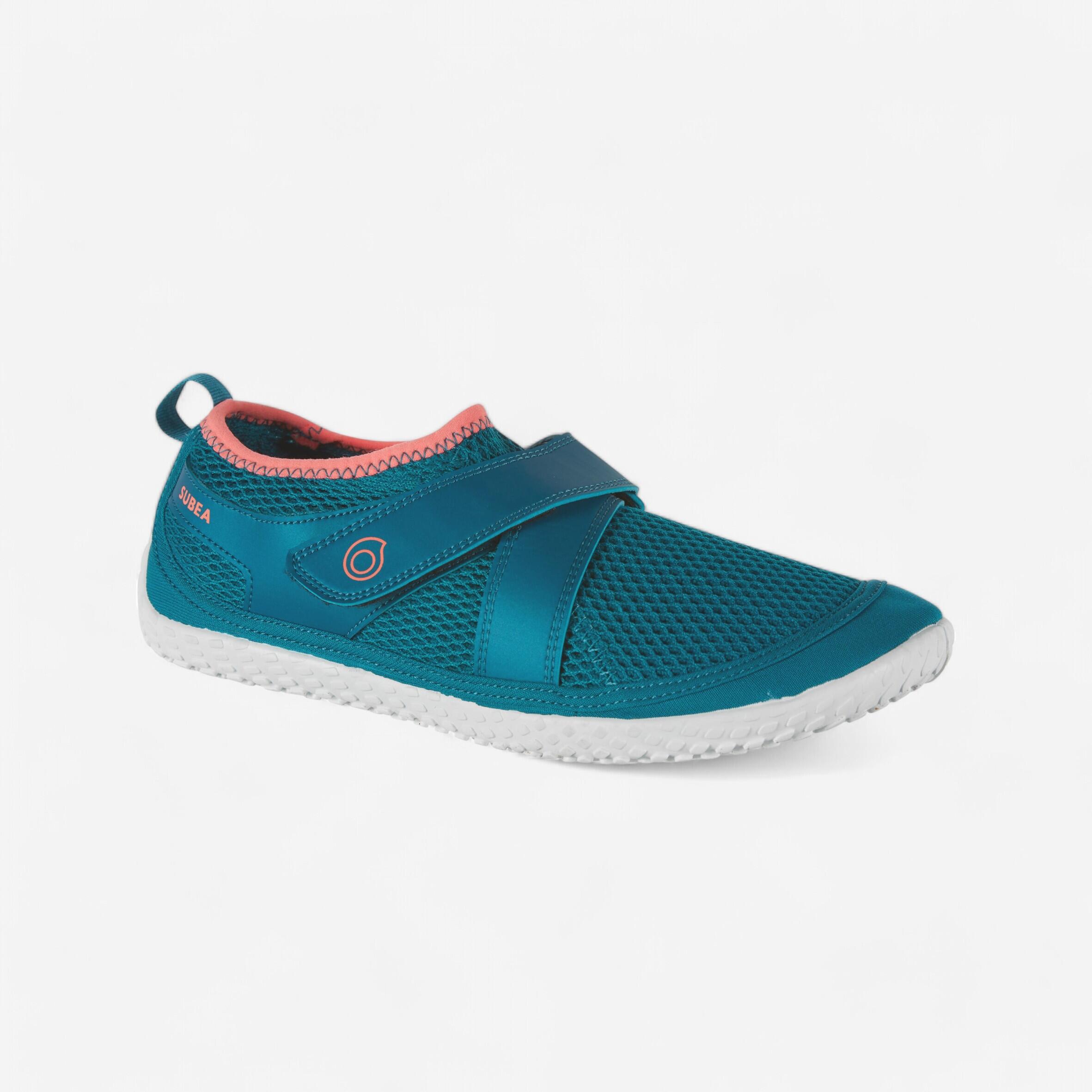 Adult water shoes with rip-tab Aquashoes 500 blue pink
