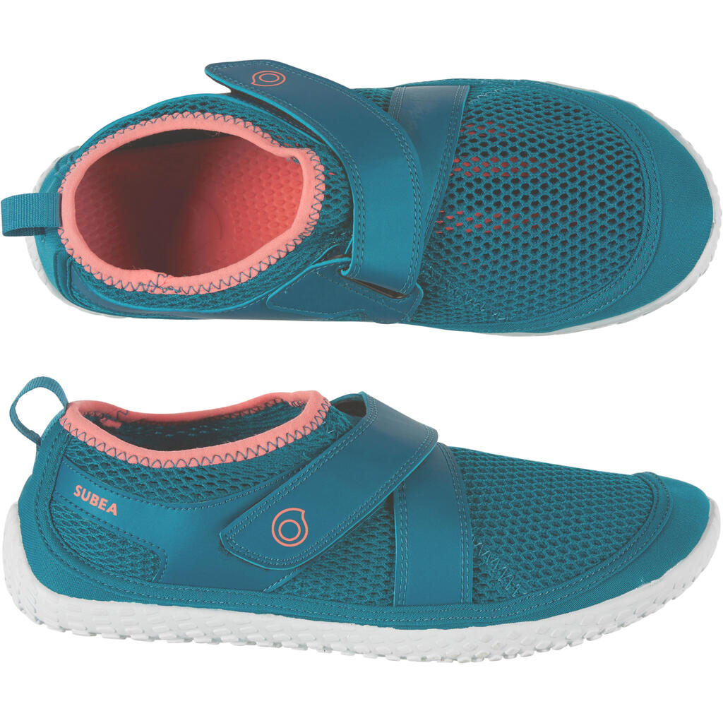 ZAPATILLAS ACUÁTICAS ADULTOS CON VELCRO 500 AZUL/ROSADO