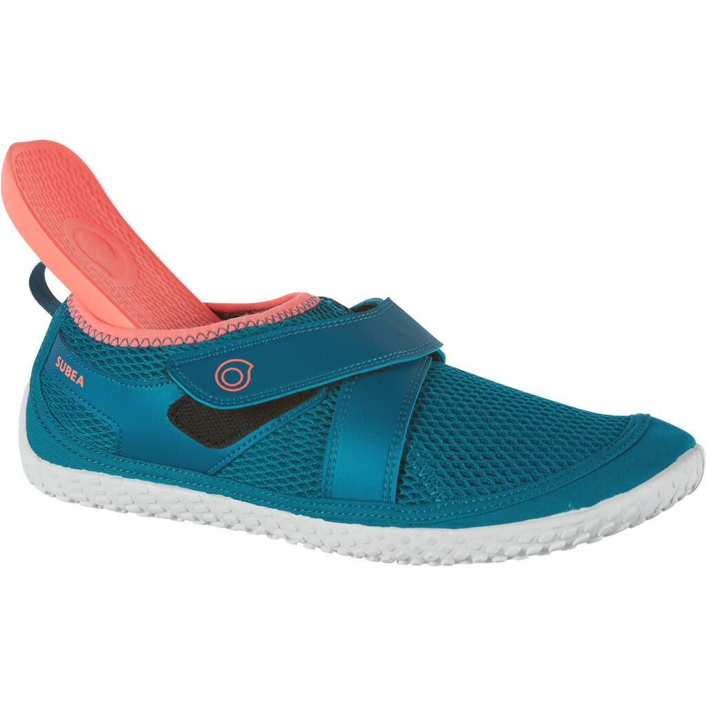 Chaussures aquatiques à scratch Adulte - Aquashoes 500 Bleu Rose