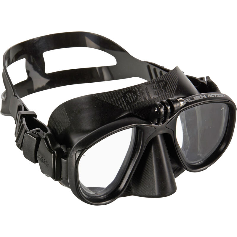 Masque de chasse sous-marine en apnée Alien noir action CAM