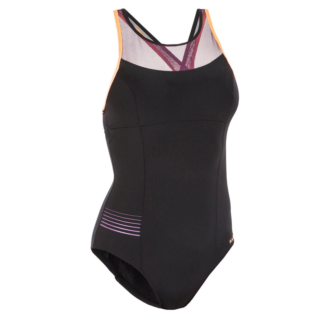 Women's one-piece Aquafitness swimsuit Lena Black burgundy