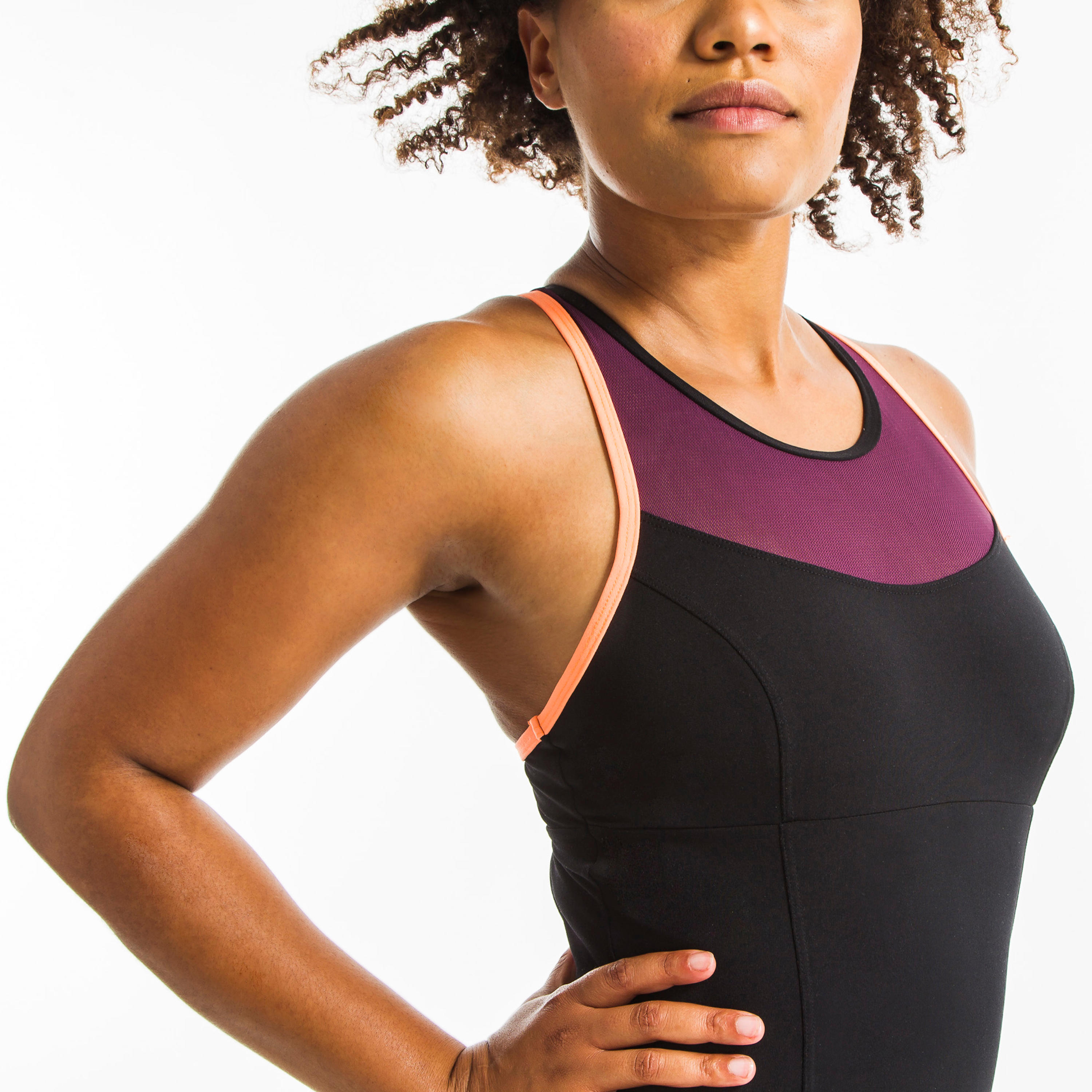 NABAIJI Dámske jednodielne plavky Lena na aquafitness čierno-bordové L-XL · záber 5
