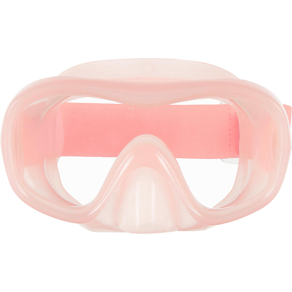 Adult diving kit mask and Snorkelling snorkel 100 light blue