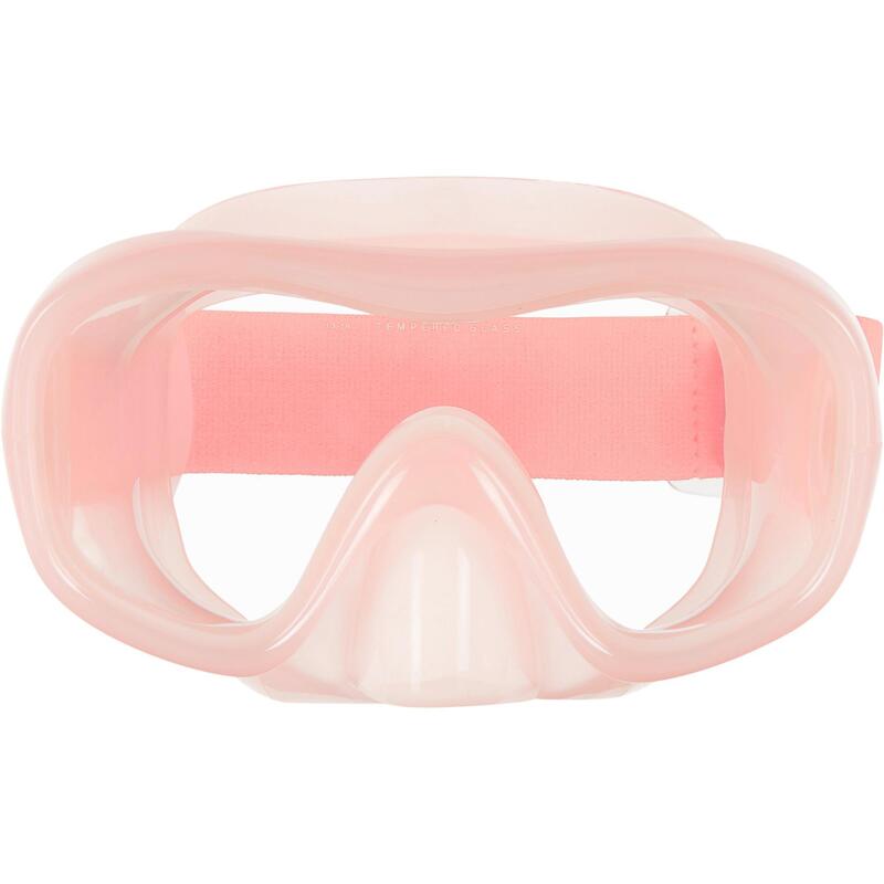 Snorkelbril voor volwassenen SNK 520 gehard glas licht koraal.