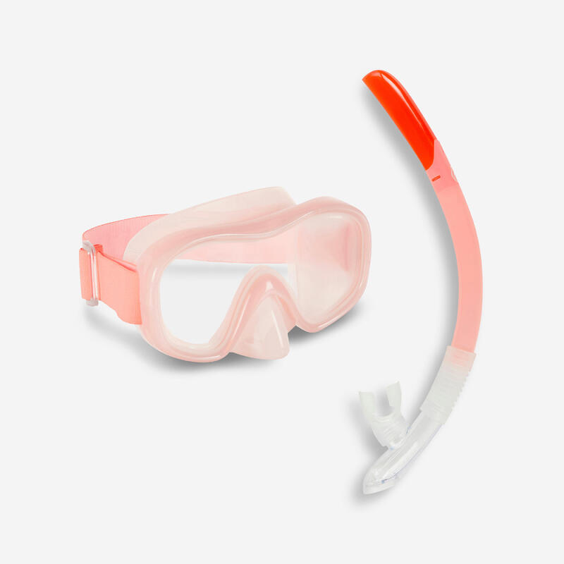 Kit snorkeling adulto 100 maschera e boccaglio rosa