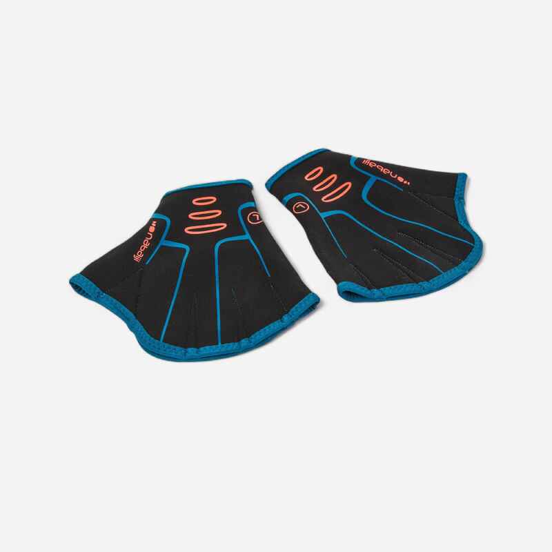 1 Paar Aquagym Aquahandschuhe Neopren in Schwimmflossenform - schwarz