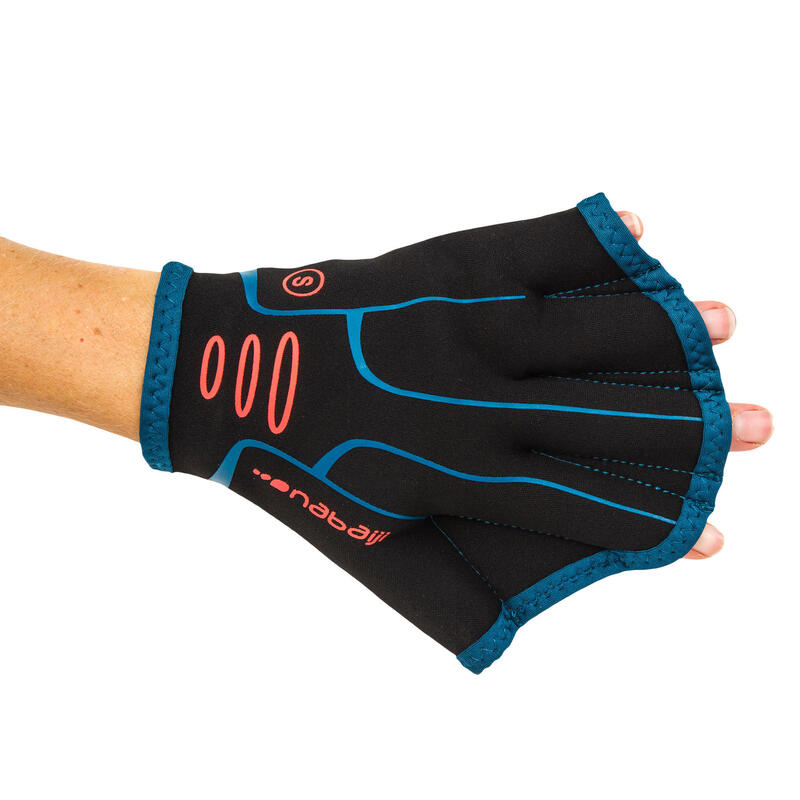 Paire de gants palmés Aquagym en néoprène noir