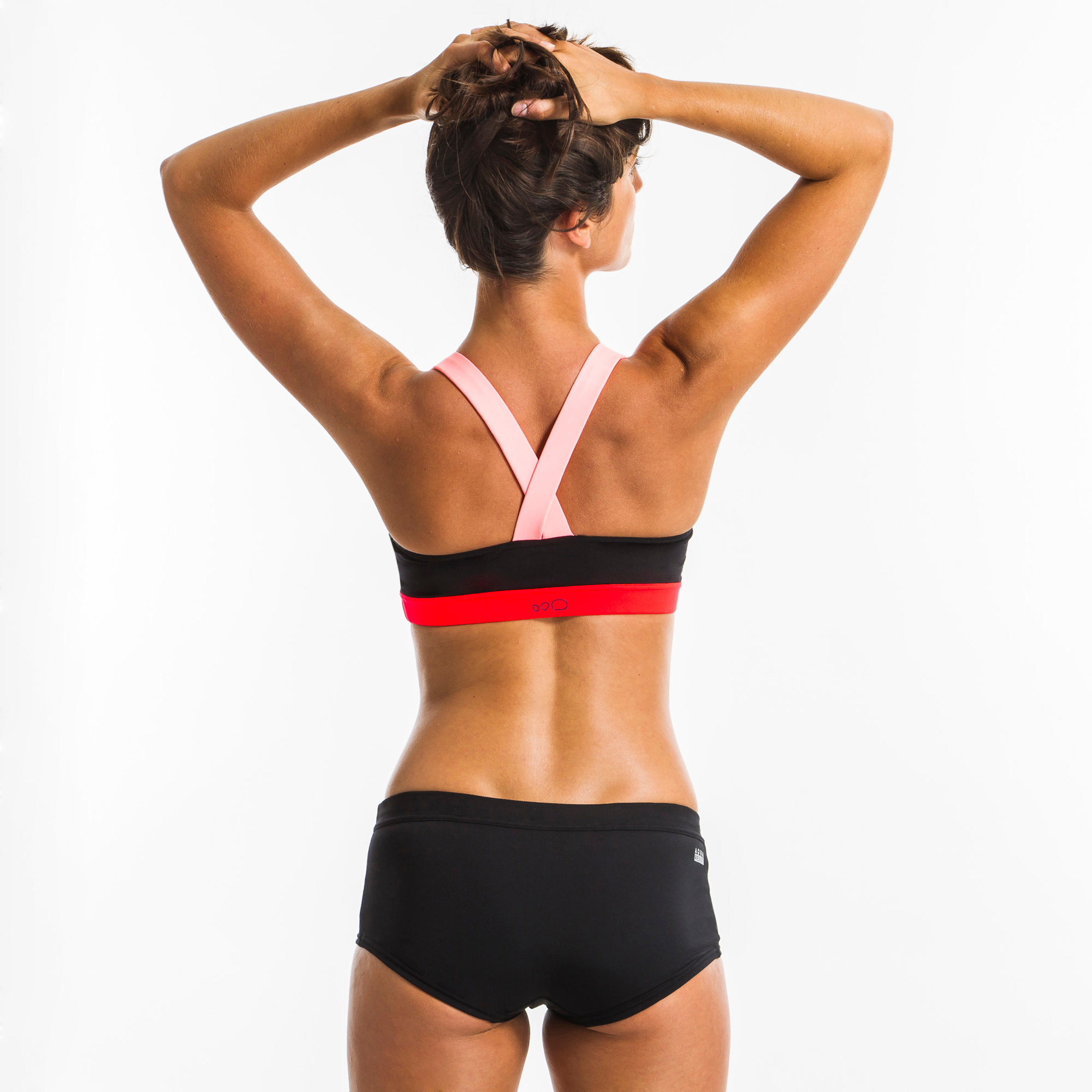 Women’s Aquafitness Swimsuit Top Anna Black Orange 6/15