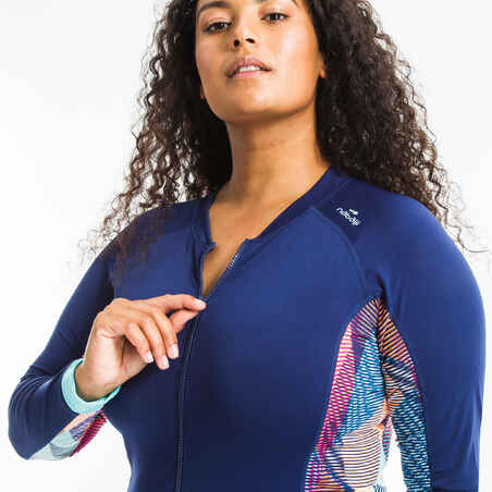 Women's Aquafitness Zipped Long Sleeve T-shirt - Vib Blue