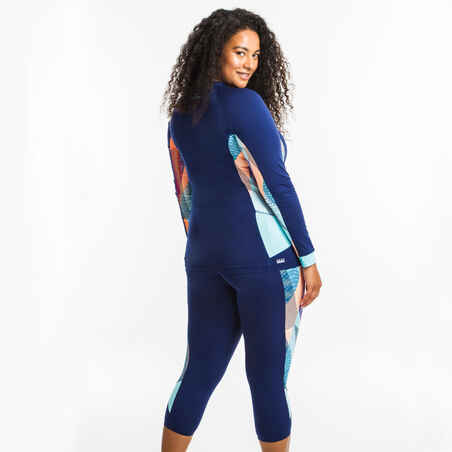 Women’s Long-Sleeved Zipped Top Aqua aerobics and Aquafitness vib blue