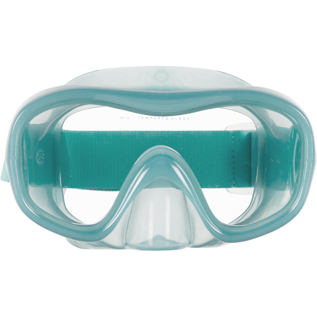 Adult diving kit mask and Snorkelling snorkel 100 light blue