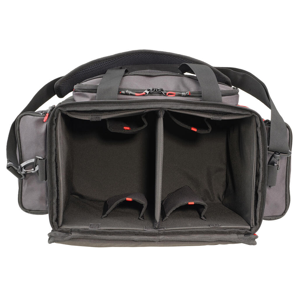 STORAGE AND TRANSPORT BAG 31L FOR FISHING BAIT, BLACK/RED