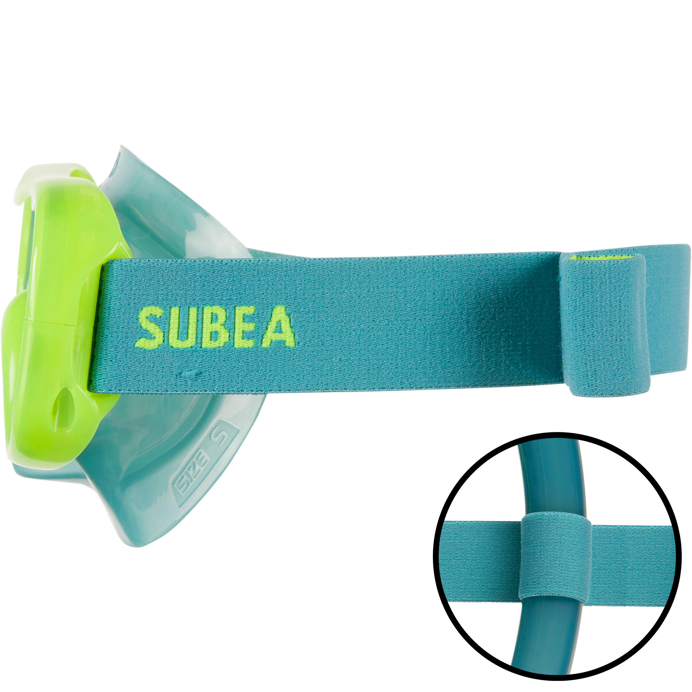 Kit plongée masque et tuba snorkeling 100 valve enfant vert fluo 4/13