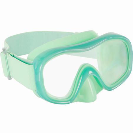 Masque  de Snorkeling SNK 520 Junior vert fluo, verre polycarbonate.