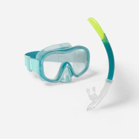 Kit plongée Masque et Tuba Snorkeling 100 adulte Vert pale