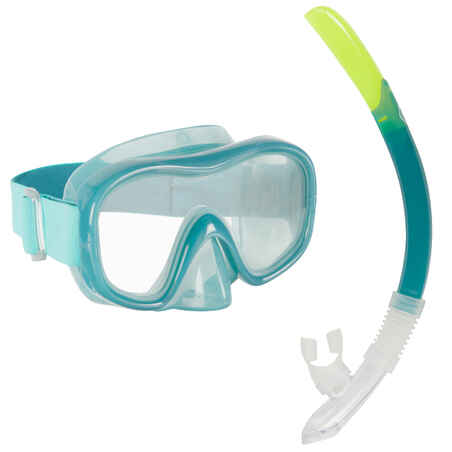 Careta y tubo de snorkel para adultos Subea MT 100 turquesa