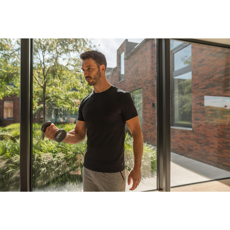 Erkek Siyah Spor Tişörtü 500 - Slim - Fitness Hafif Antrenman