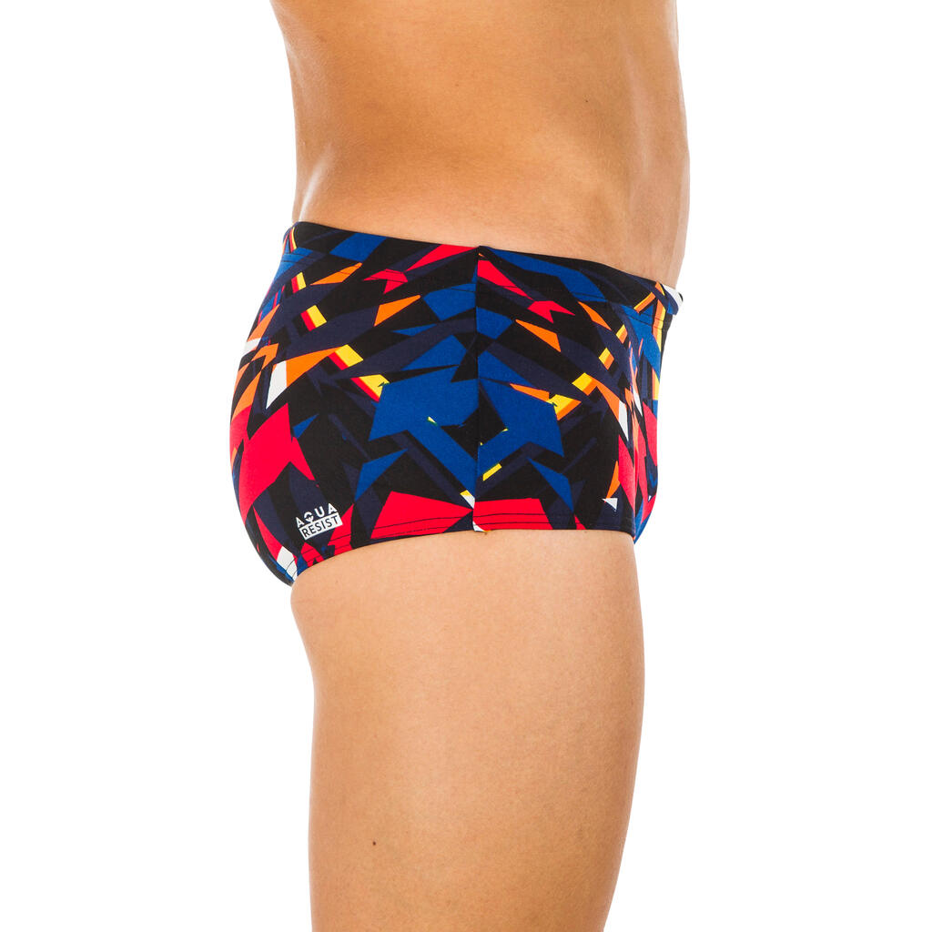 MEN'S SWIMMING SQUARE-CUT TRUNKS LARGE 900 BLACK BLAST RED