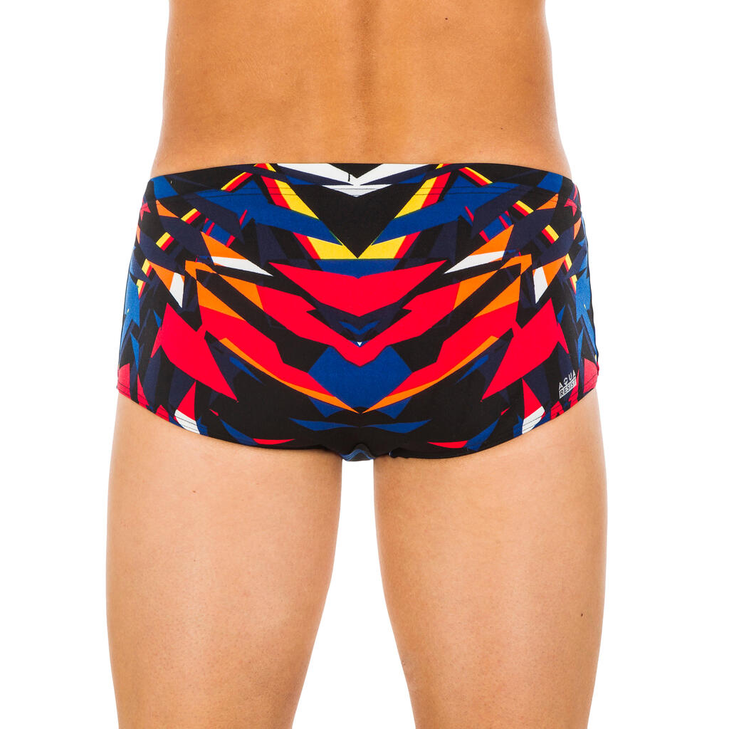 MEN'S SWIMMING SQUARE-CUT TRUNKS LARGE 900 BLACK BLAST RED