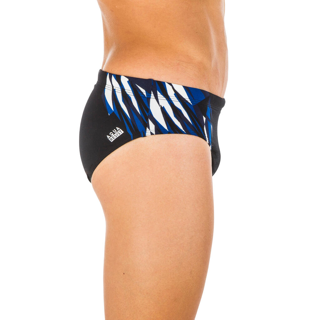 MEN'S SWIMMING TRUNKS 900 - BLACK PRINT  KAL WHITE