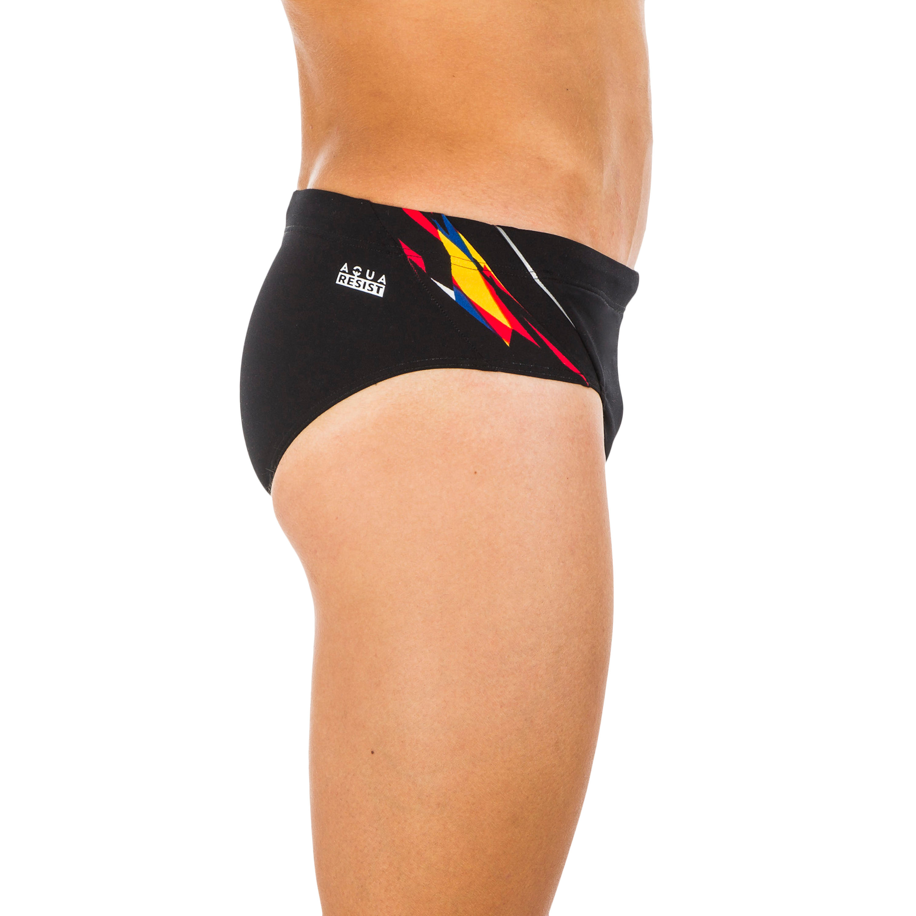 MAILLOT DE BAIN NATATION HOMME SLIP 900 YOKE NOIR KAL ROUGE 9/11
