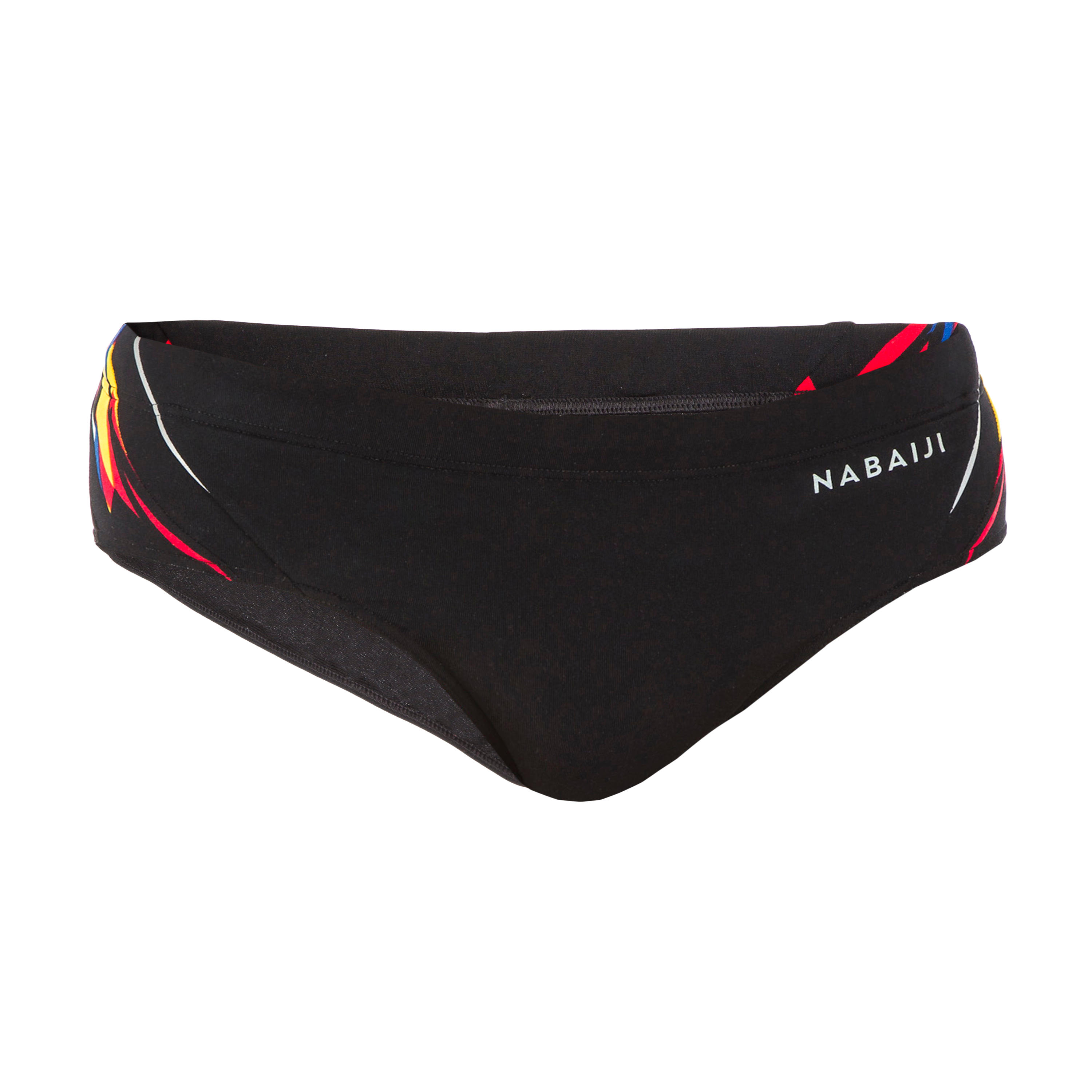 MAILLOT DE BAIN NATATION HOMME SLIP 900 YOKE NOIR KAL ROUGE 8/11