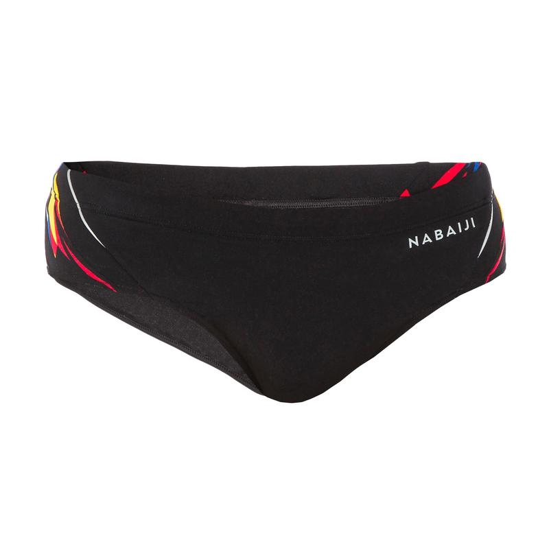 MAILLOT DE BAIN NATATION HOMME SLIP 900 YOKE NOIR KAL ROUGE