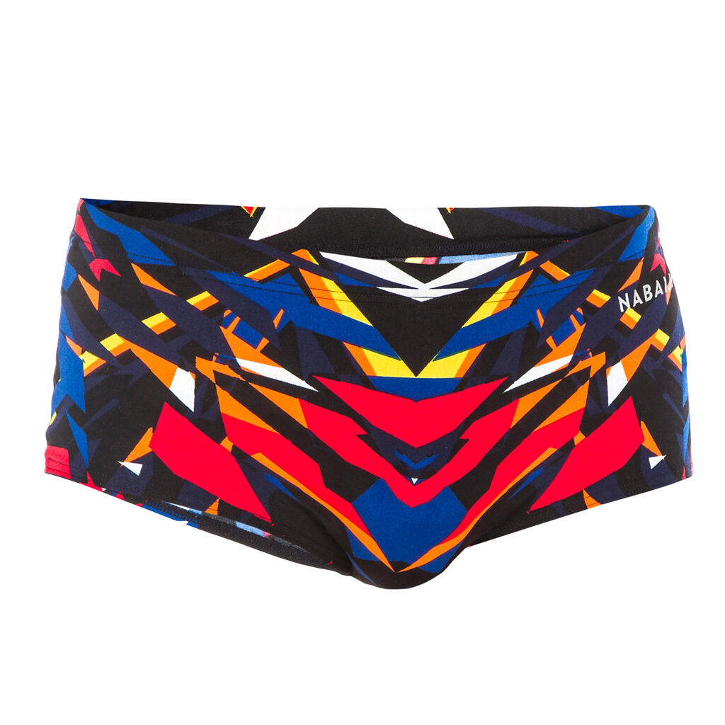 MEN'S SWIMMING SQUARE-CUT TRUNKS LARGE 900 BLACK BLAST RED