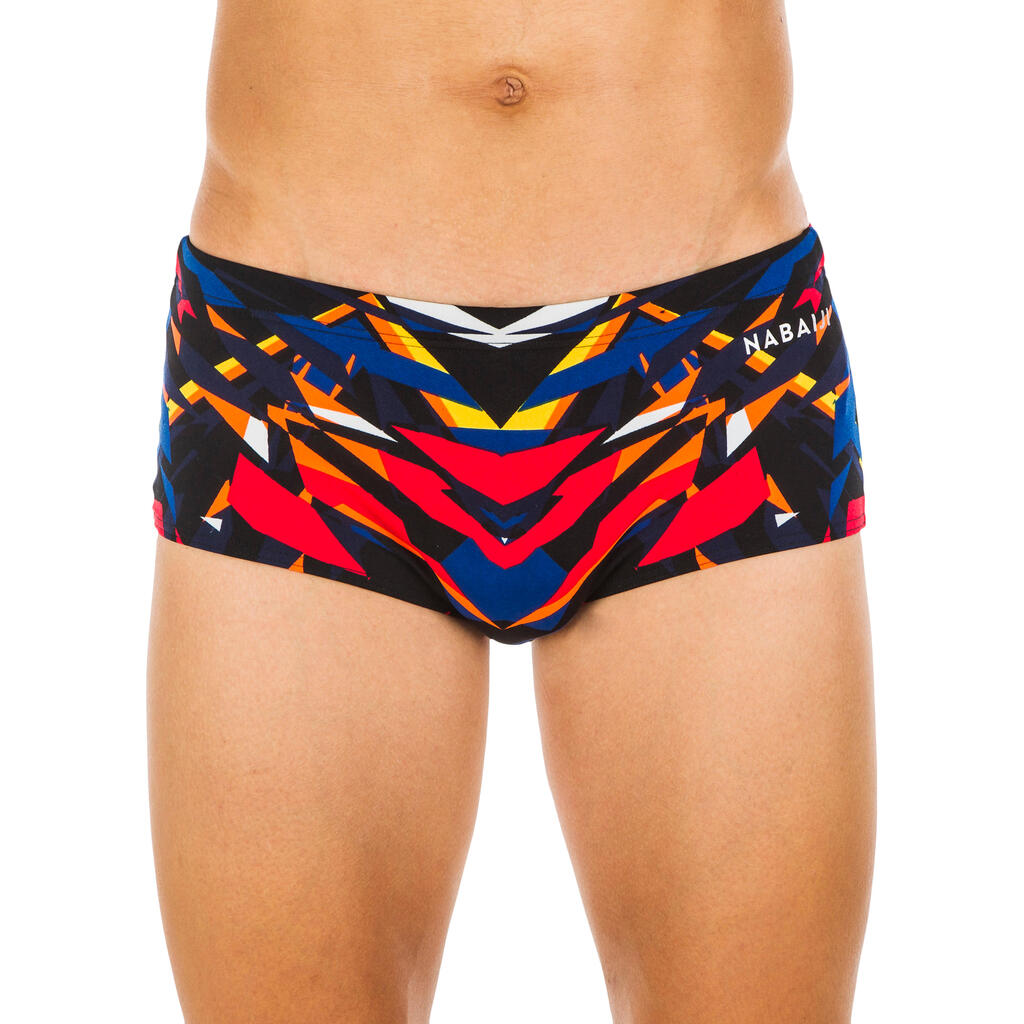 MEN'S SWIMMING SQUARE-CUT TRUNKS LARGE 900 BLACK BLAST RED