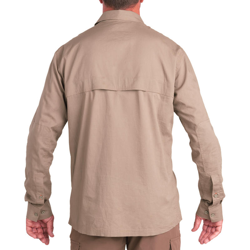 Cotton Long-Sleeved Light Hunting Shirt 500 - Brown