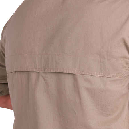 Men's Country Sport Light Long-Sleeved Cotton Shirt - 500 Brown