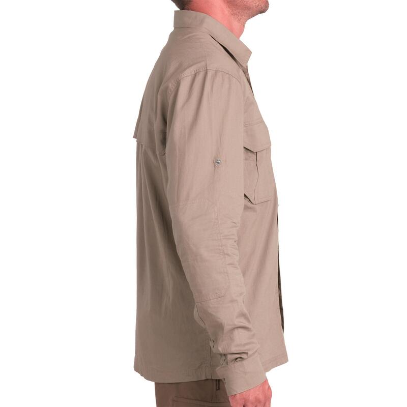 Erkek Uzun Kollu Avcılık Gömleği - Kahverengi - 500
