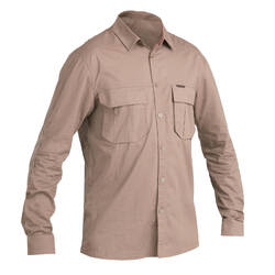 Men's Country Sport Light Long-Sleeved Cotton Shirt - 500 Brown