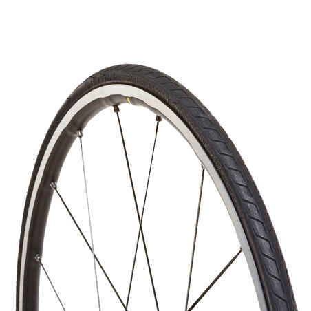 Coraza para bicicleta rin 700" x 25 Btwin Protect+Light negro