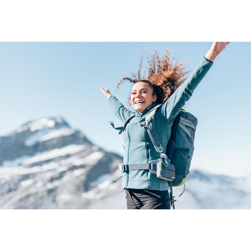 Polaire de randonnée montagne femme, MH100 full zip bleu