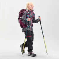 Kids' Hiking Waterproof Jacket MH150 7-15 Years - tribal grey print