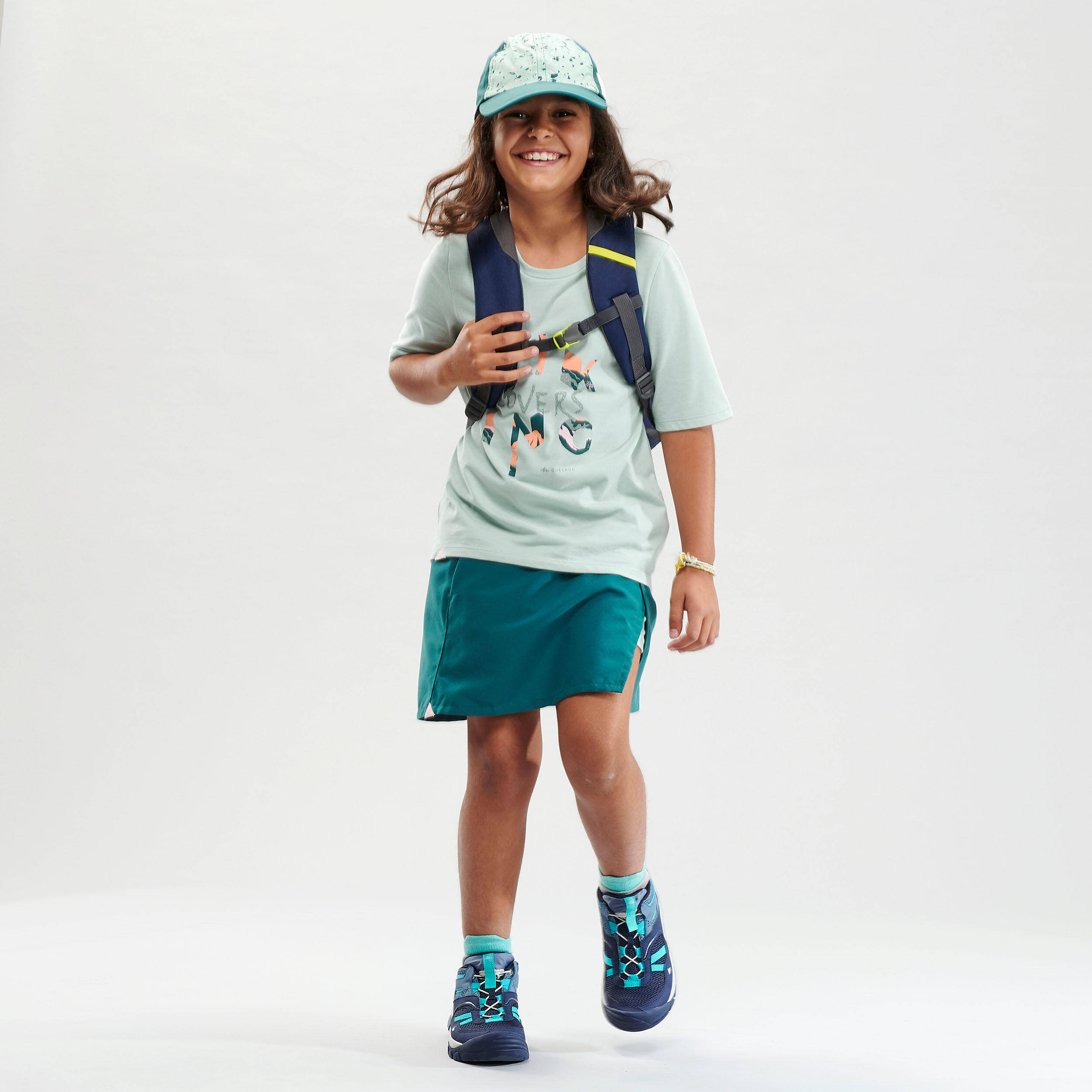 Kids’ Hiking Skort MH100 7-15 Years Turquoise -  2