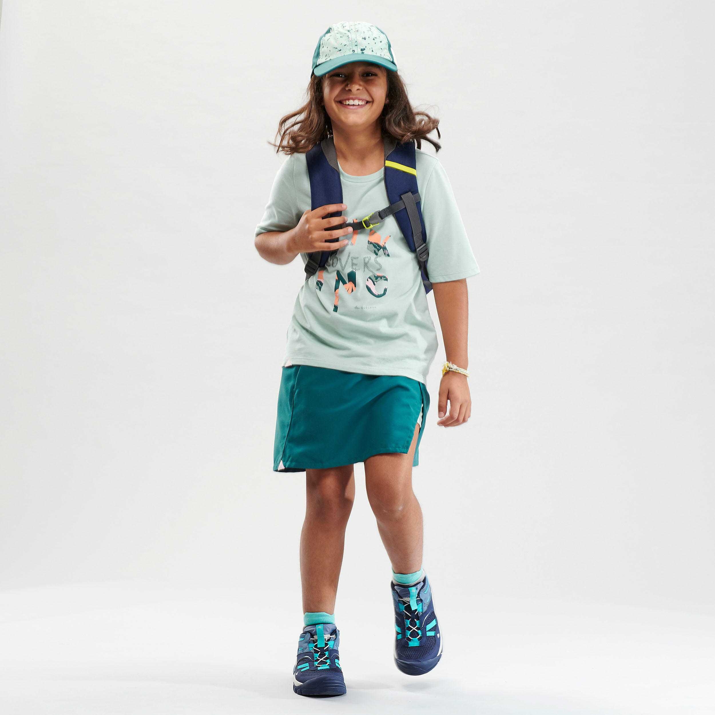 Kids’ Hiking Skort - MH100 Aged 7-15 - Turquoise 2/6