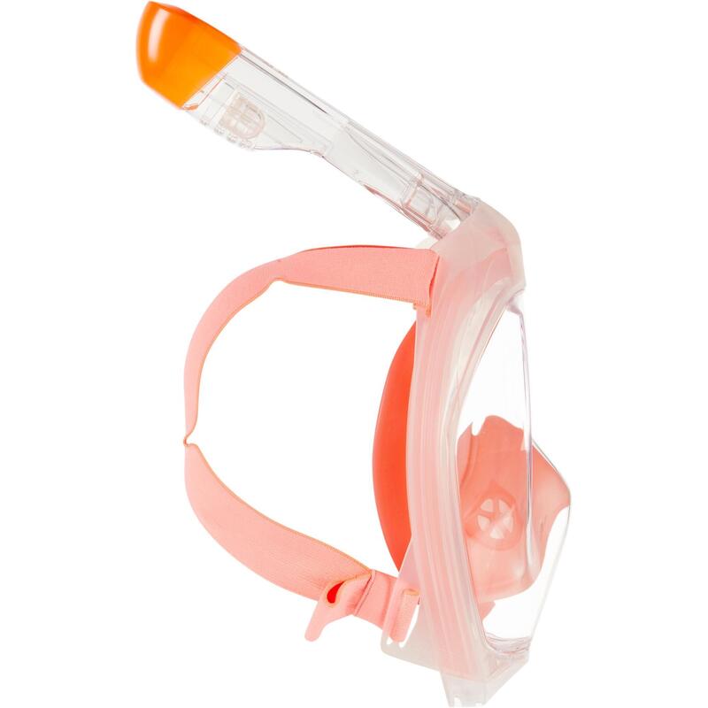 Snorkelmasker voor volwassenen Easybreath 500 met tas koraalrood