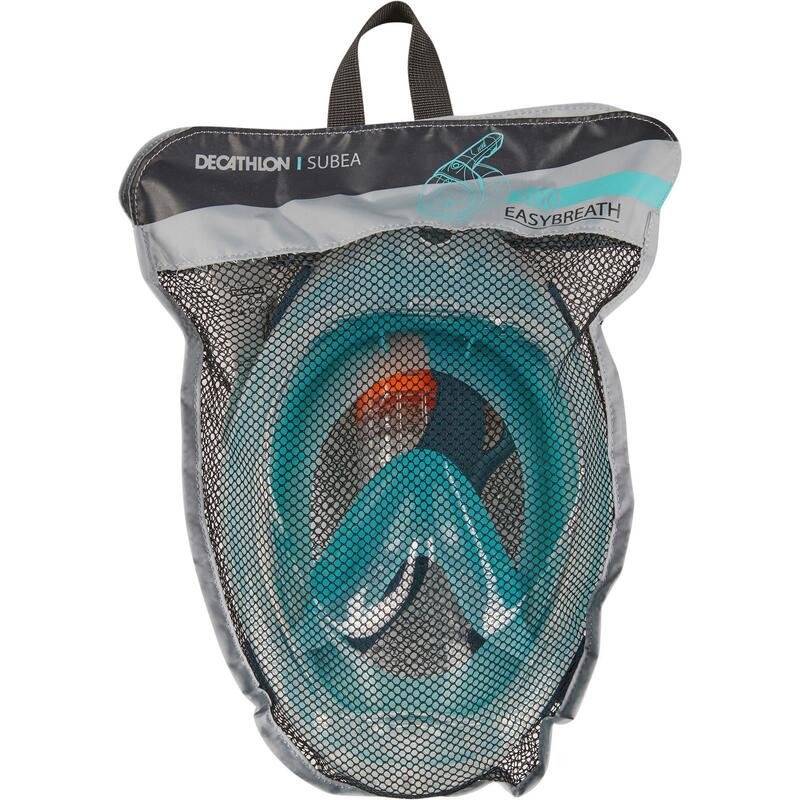 Mască Easybreath cu husă snorkeling la suprafață 500 Turcoaz Adulți 