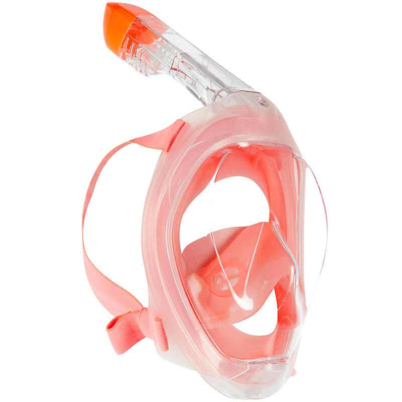 Maschera snorkeling adulto EASYBREATH 500 superficie rosa 