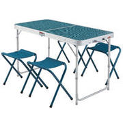 FOLDING CAMPING TABLE - 4 STOOLS - 4 TO 6 PEOPLE