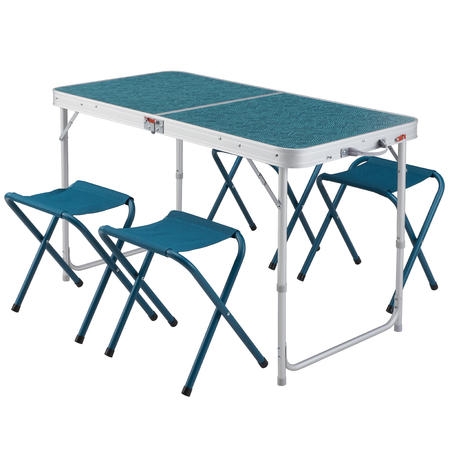 Table et chaises pliantes de camping 4 à 6 personnes - bleu