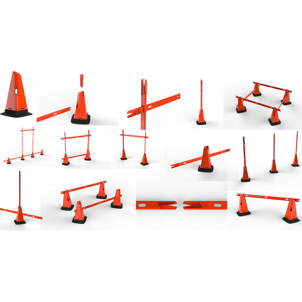 Sunkių modulinių treniruočių kūgių komplektas 30 cm, 4 vnt., oranžiniai