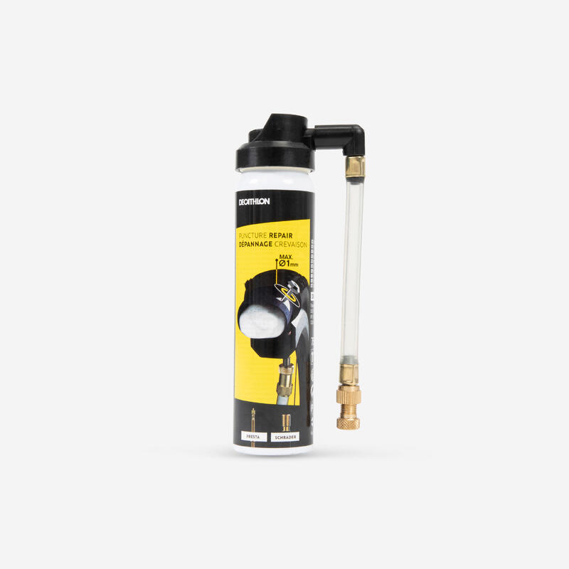Spray Decathlon do naprawy przebić dętki rowerowej z wentylem Presta / Schrader
