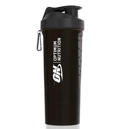 Optimum Nutrition Shaker 600 ml med skruvlock och förvaringsfack 