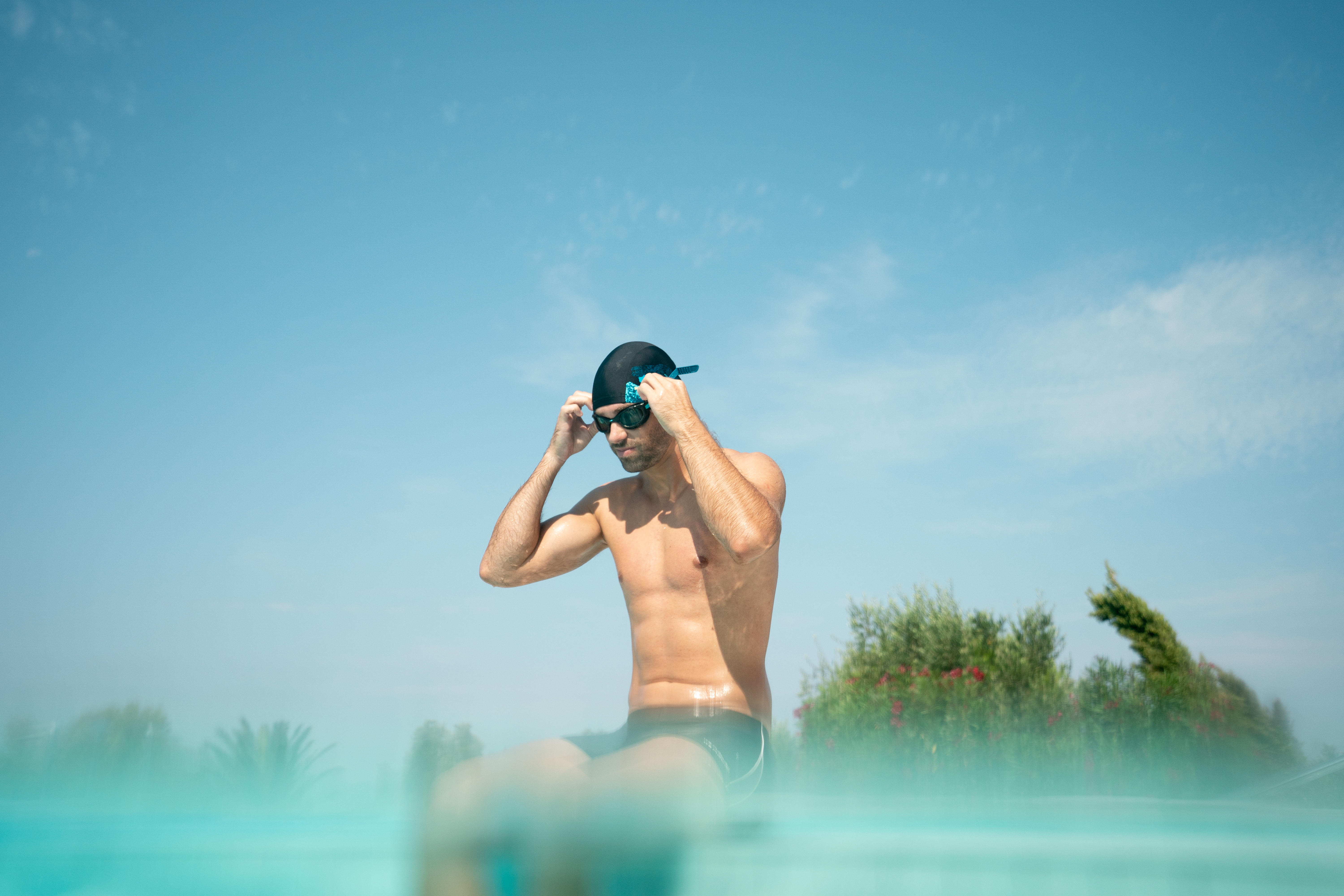 Lunettes de natation taille L verres fumés - Soft noir/bleu - NABAIJI