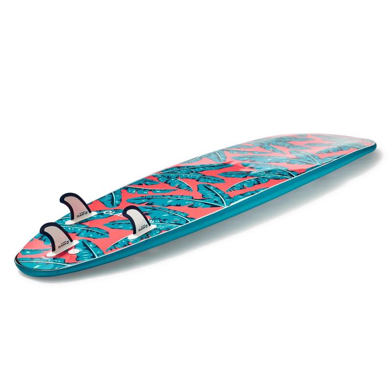 Foam surfboard 500 7'8" geleverd met 1 leash en 3 vinnen
