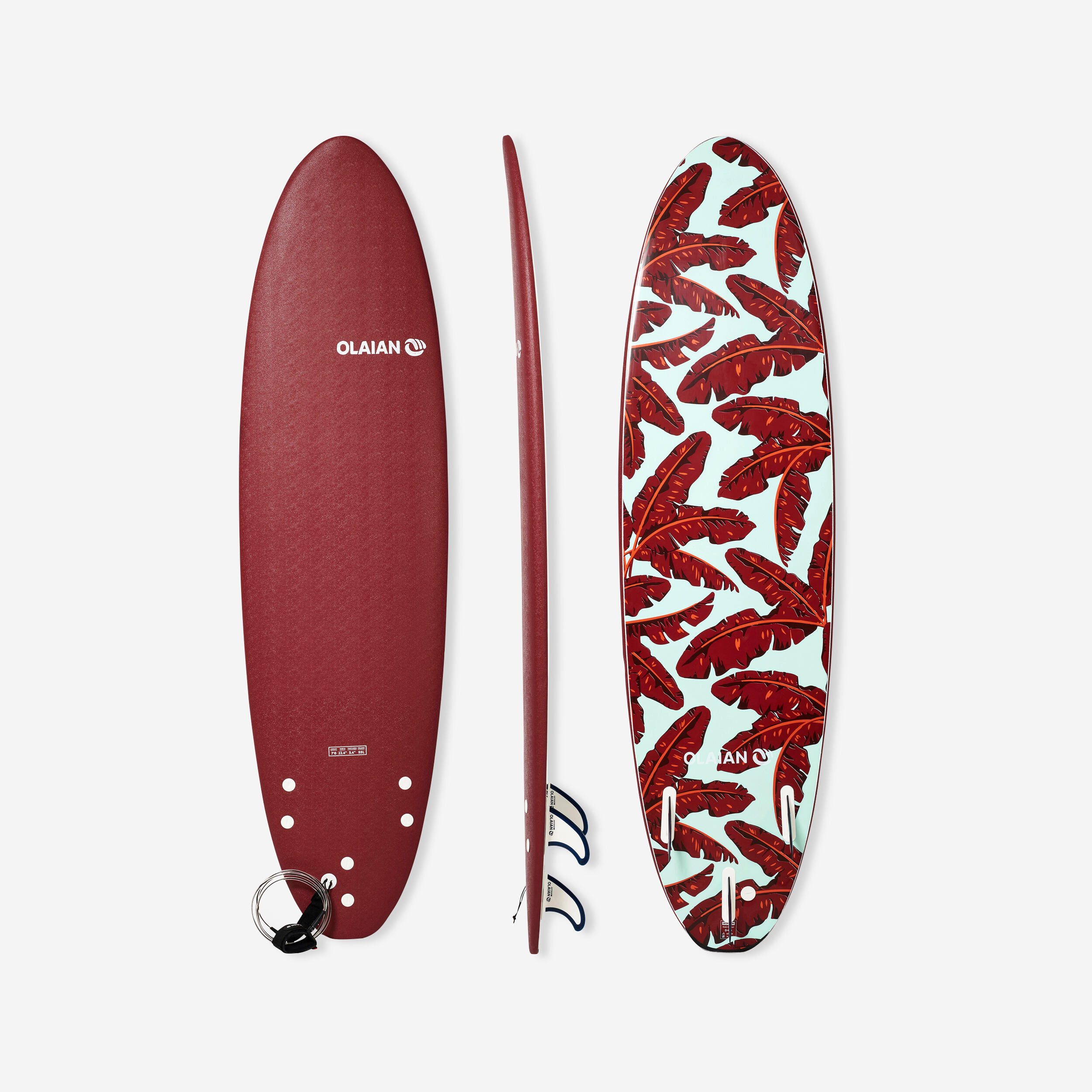 Placă spumă surf 500 7’+ leash și 3 înotătoare La Oferta Online decathlon imagine La Oferta Online