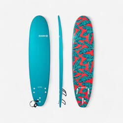 Planche de surf en mousse 7'8 500. Livrée avec 1 leash et 3 ailerons.